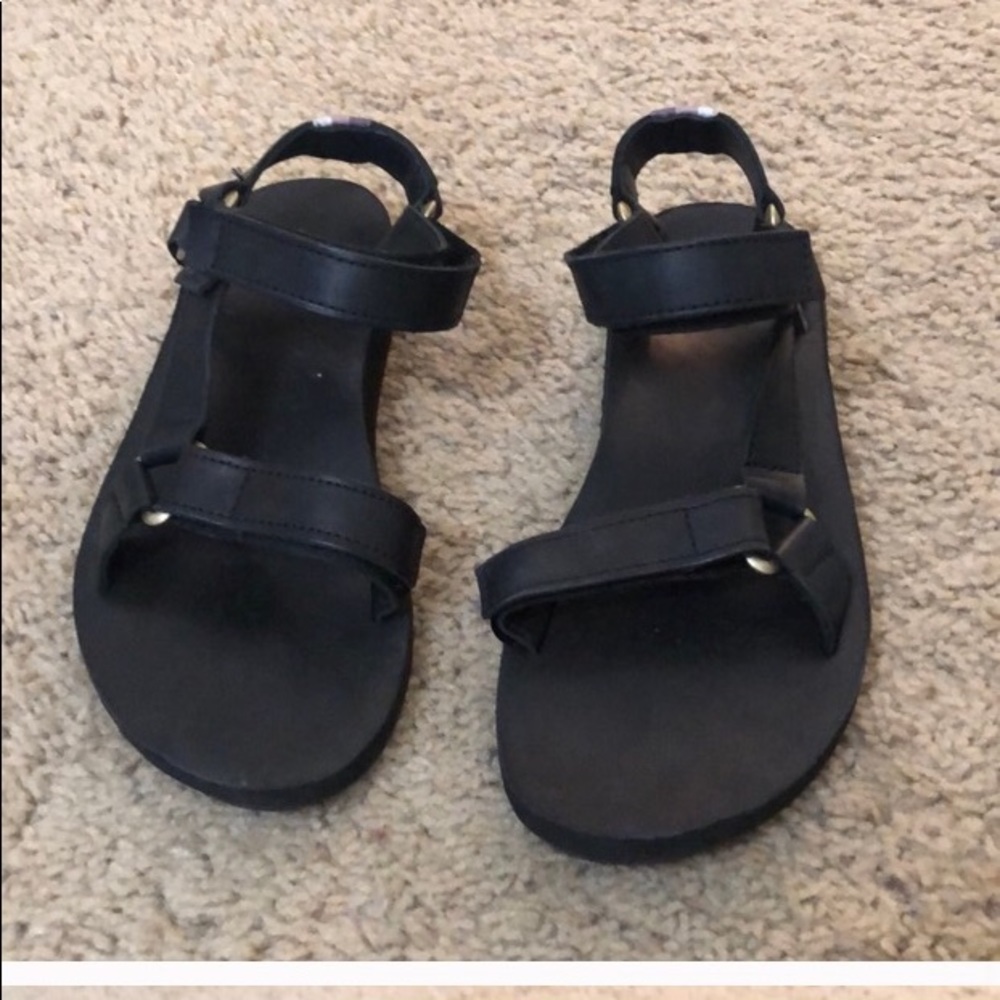 Black leather tevas